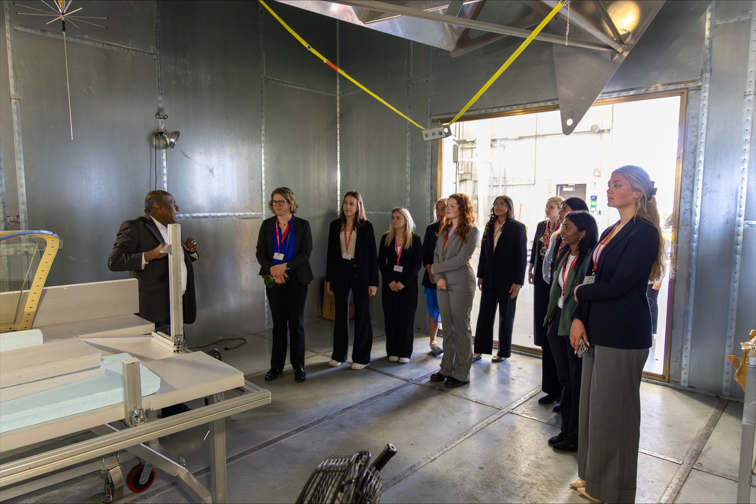 KU business student Chiara Fernando during a Women in Finance program visit to Textron Aviation for a networking trip.