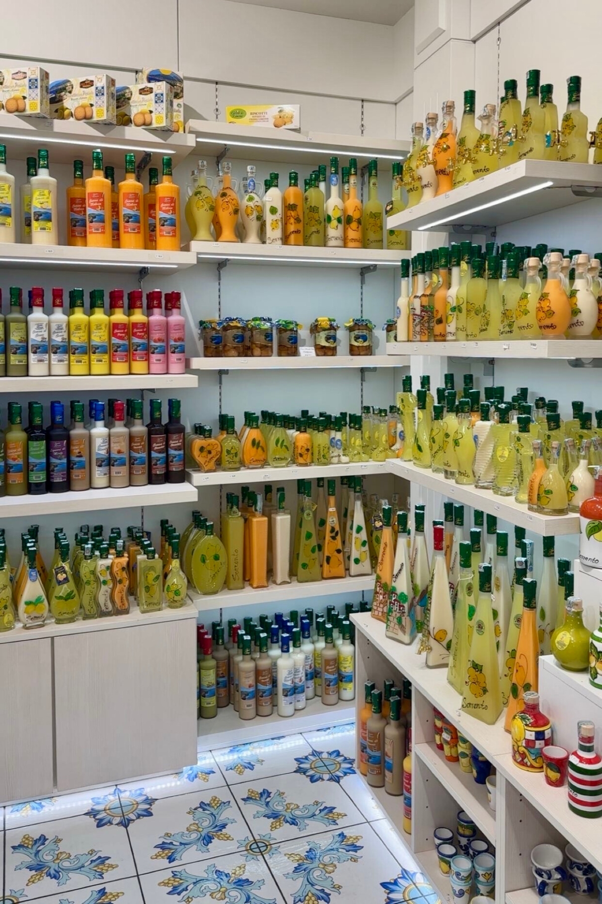 A Sorrento Italy shop featuring lemon souvenirs, lemon ceramics, limoncello