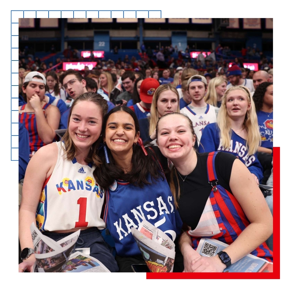 University of Kansas students at a basketball game at Allen Fieldhouse