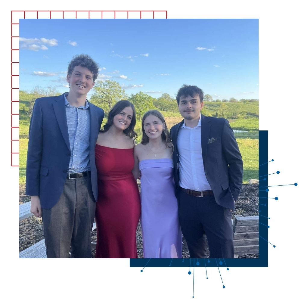University of Kansas student Oscar Sanchez Christensen and friends at a formal event.