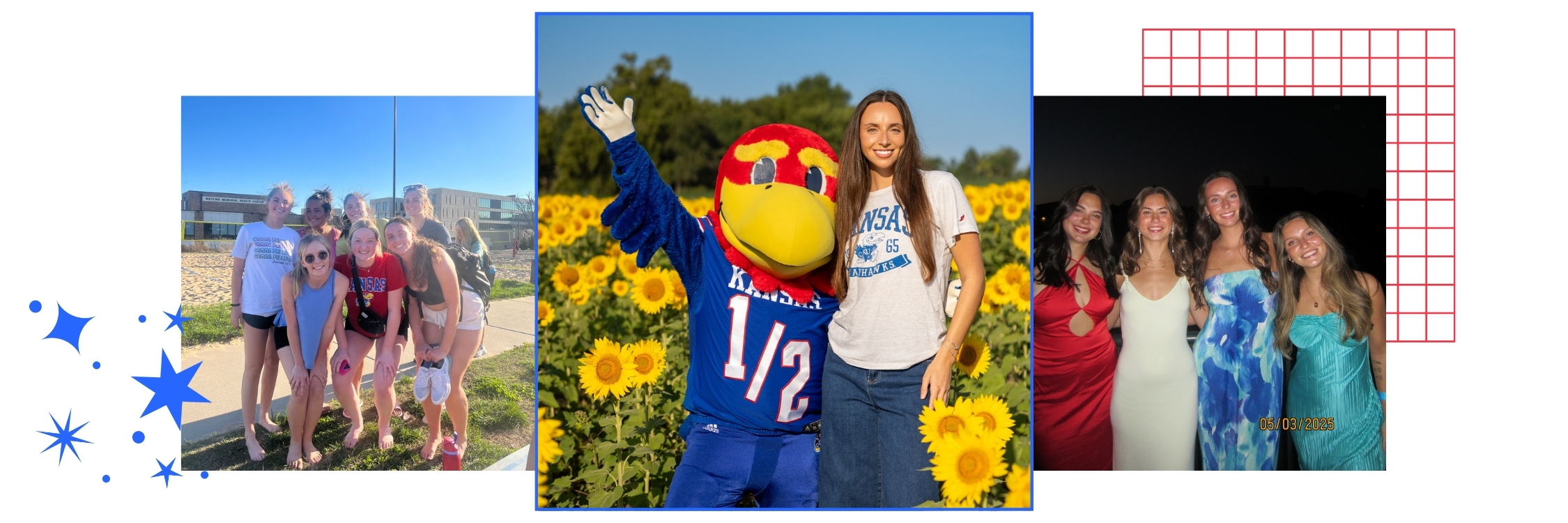 A photo collage featuring University of Kansas business student Sarah Forey of Iowa.