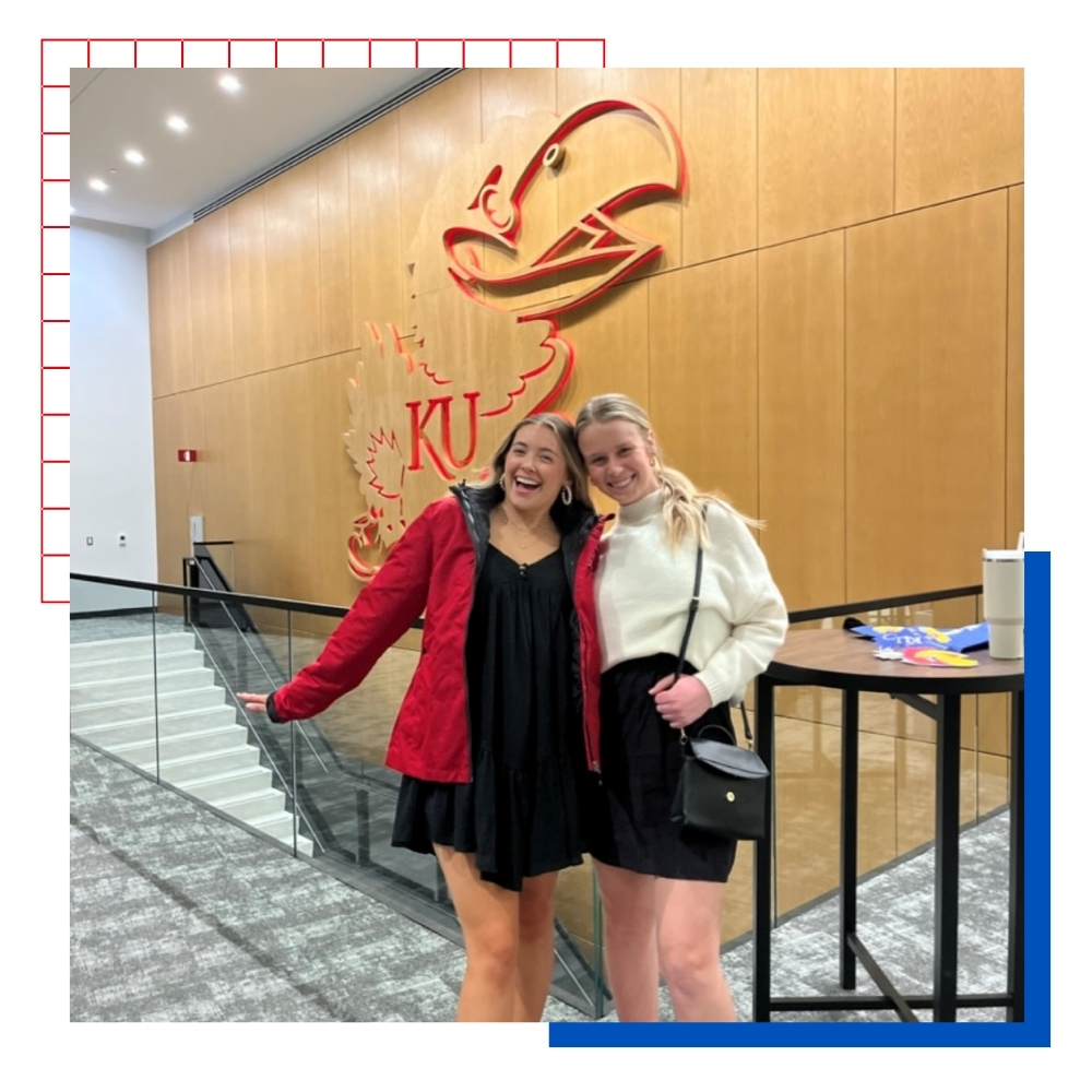 University of Kansas ambassadors in the Jayhawk Welcome Center for an event.