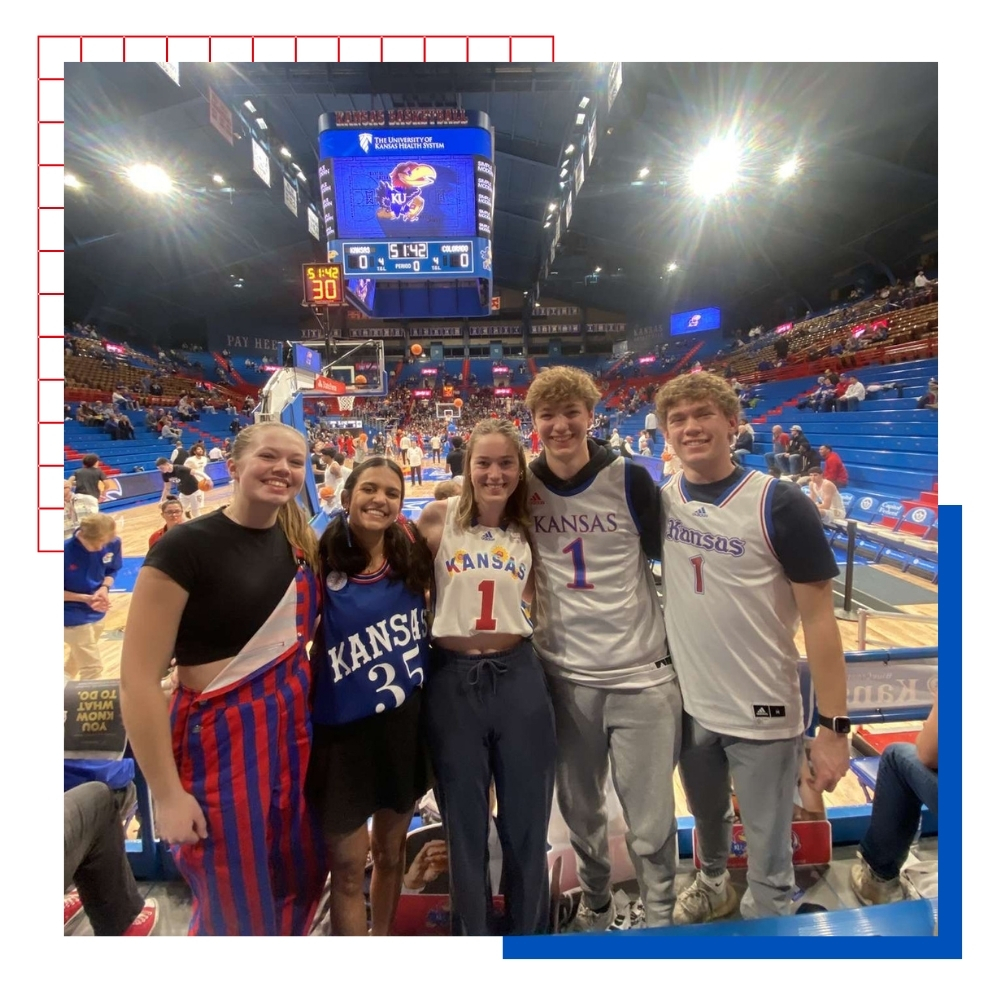 University of Kansas students at a basketball game at Allen Fieldhouse