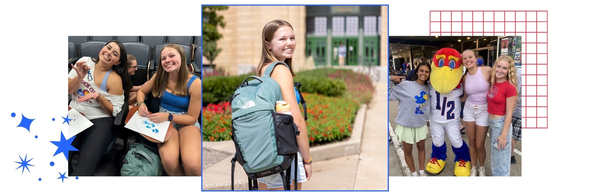 A collage of University of Kansas student Sydney Wynia at various campus events.