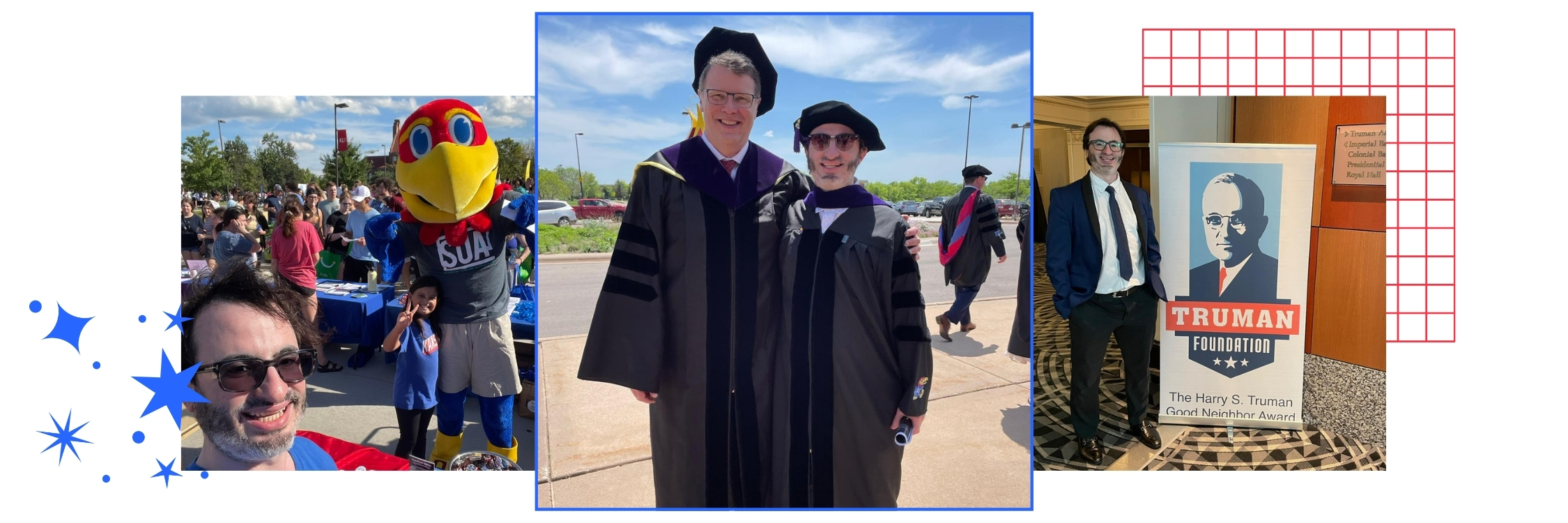 A collage featuring University of Kansas international alumnus Bander Almohammadi’s KU Law journey