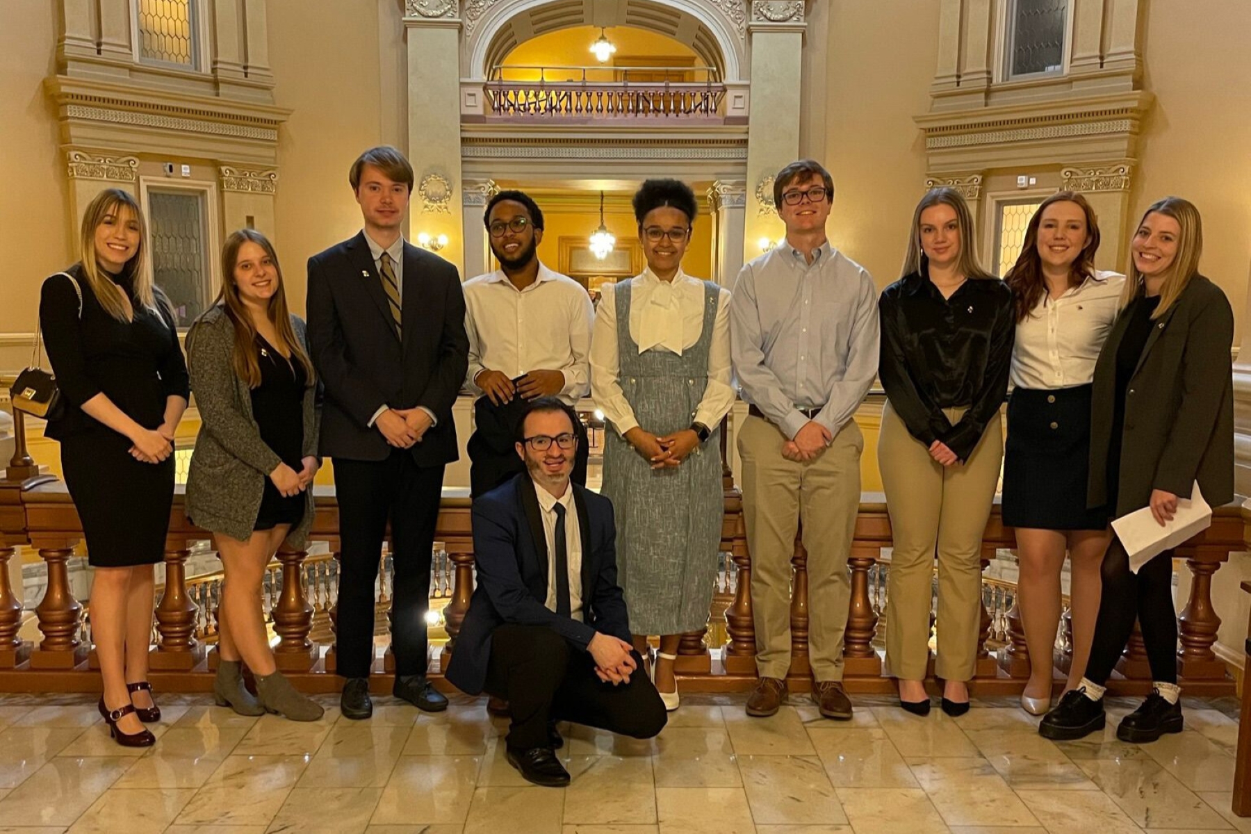 University of Kansas School of Law students at an event at the Kansas State Capitol building.