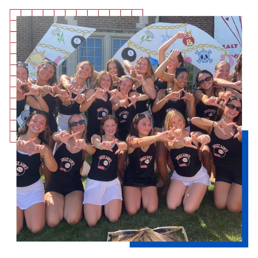 University of Kansas freshman Caroline Rome poses with friends during sorority recruitment week. 