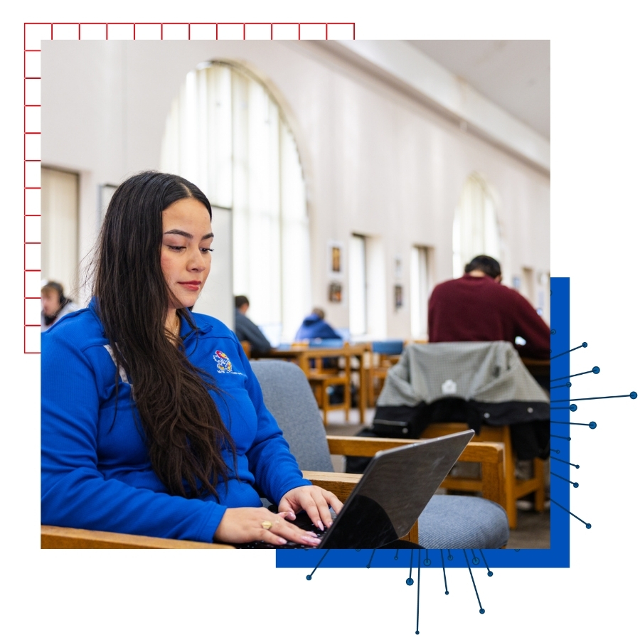 KU student Annalia Escalante studies in Anschutz Library.
