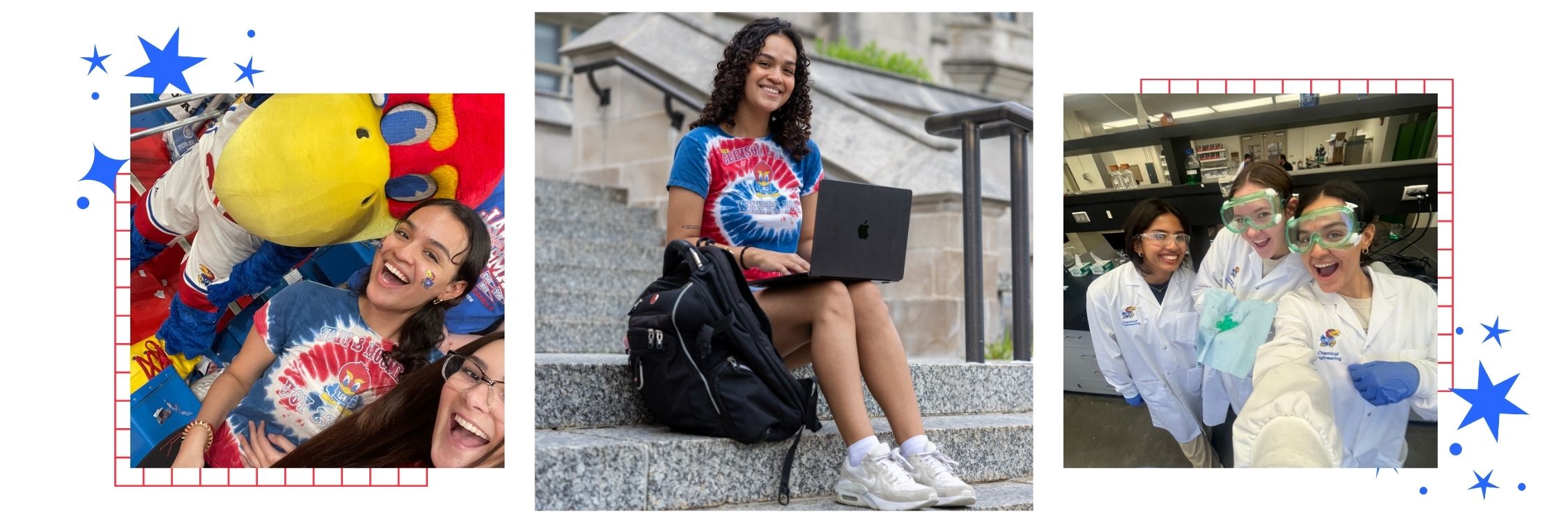 A collage featuring images of University of Kansas international student Ana Pineda of Honduras. 