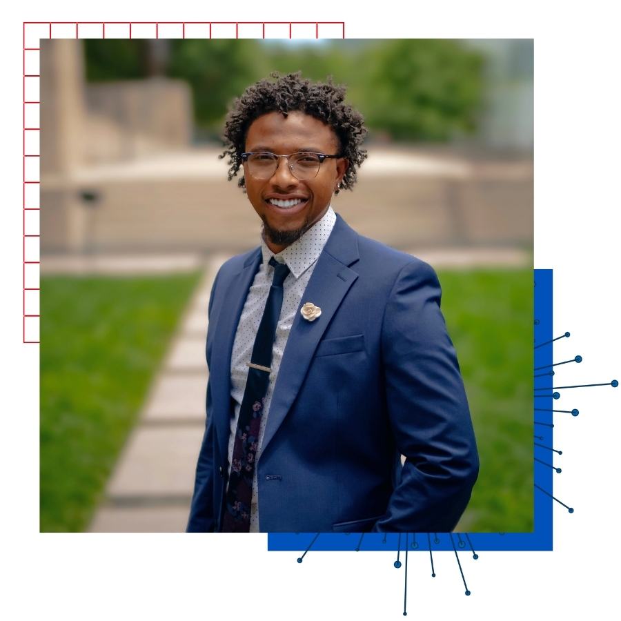 KU alumnus Javen Betts poses for a portrait.