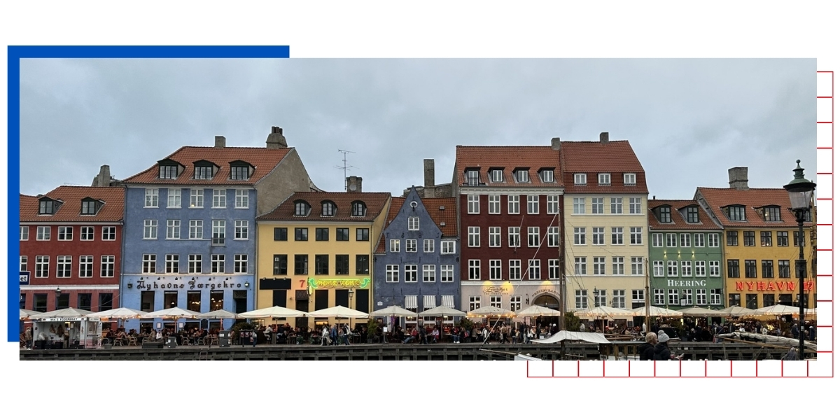 A photo of quaint colorful Northern European buildings submitted by a KU interior architecture student during a study abroad trip. 