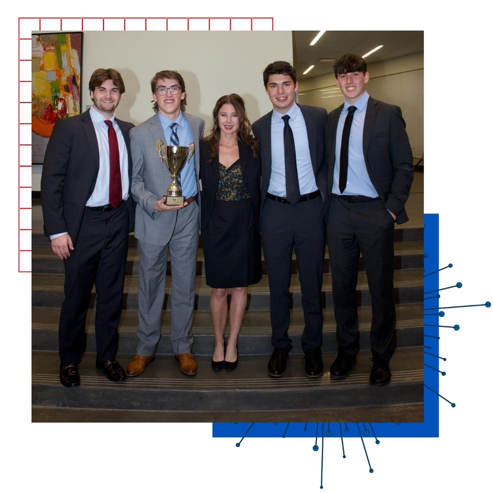 KU students accept a trophy during the Kirkendall Ideation Challenge awards ceremony.