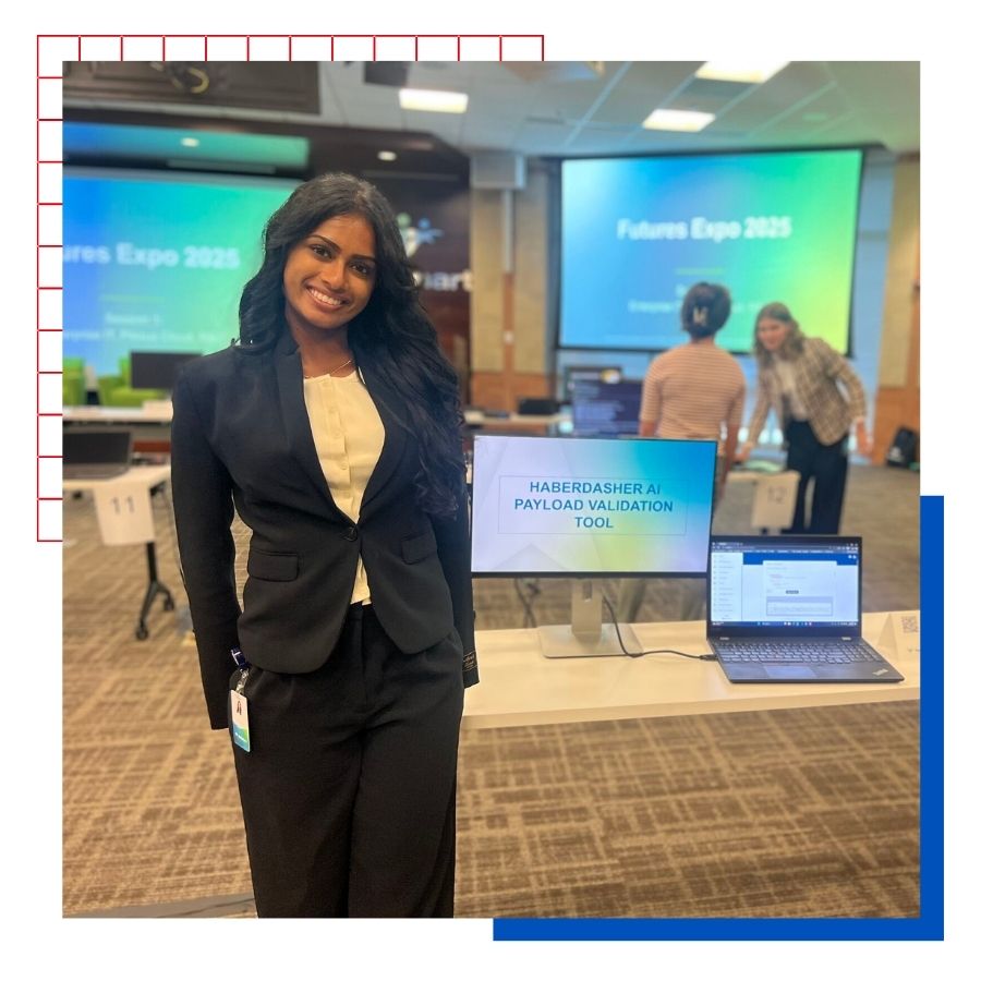 University of Kansas student Sriya Annem presents during one of her college internships.