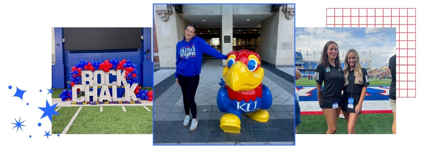 A photo collage of KU Sport Management student Trinity Dokes.