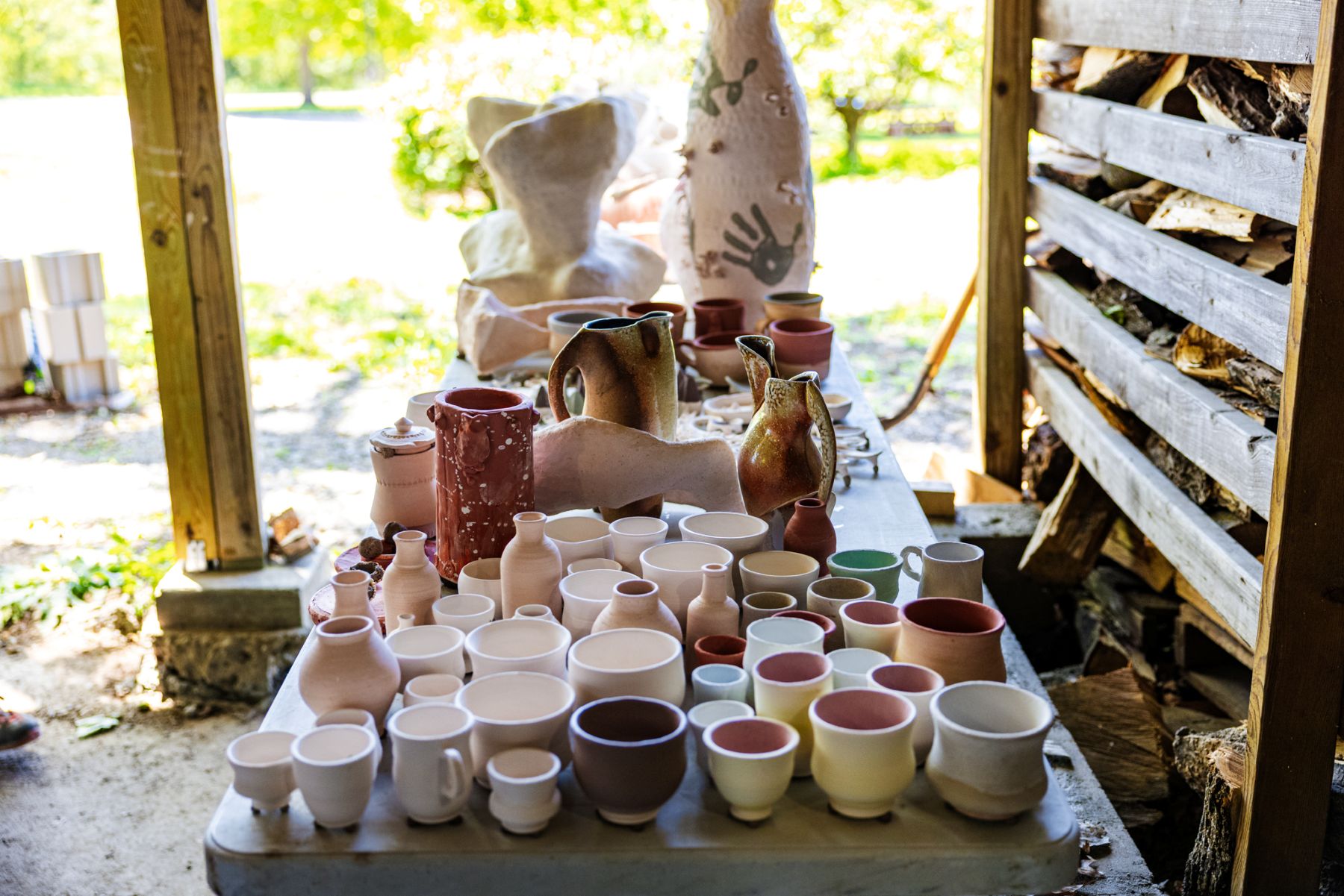 Ceramics pieces pulled from the wood fired kiln built by University of Kansas ceramics students in the Fall of 2025.