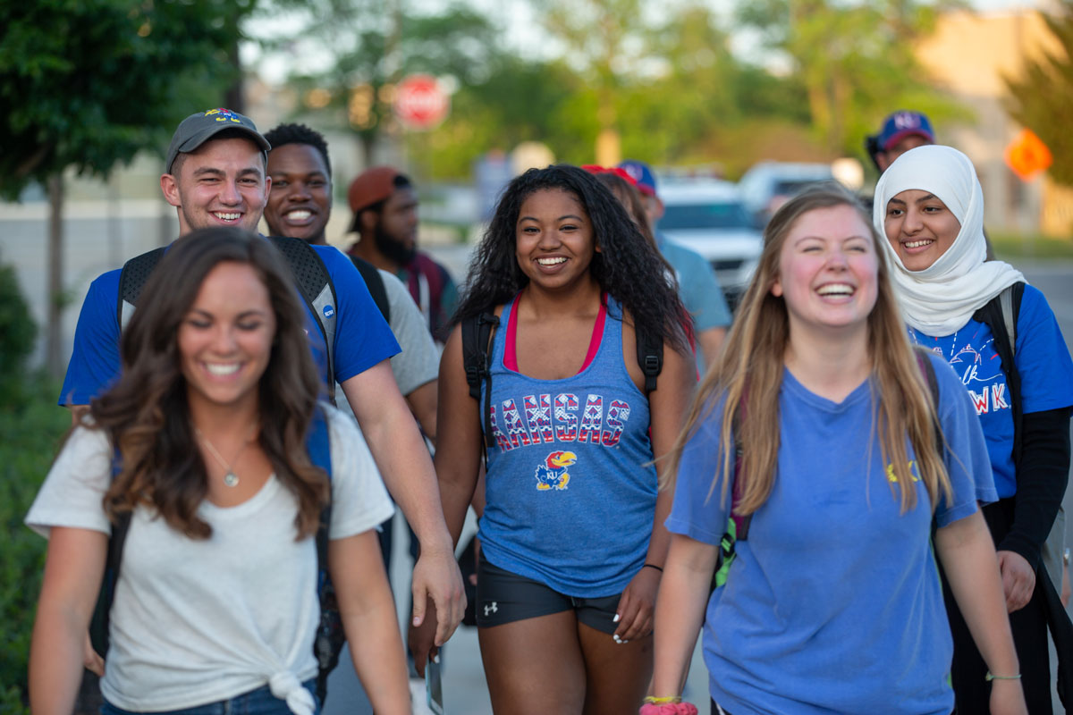 Students walking on campus